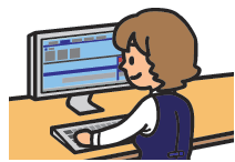 女性がパソコンを操作しているイラスト